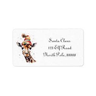 Christmas Giraffe, customisable Label