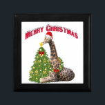 Christmas Giraffe Gift Box<br><div class="desc">Adorable Christmas Giraffe with his Santa Hat and decorated Christmas tree - he is placing the star on top of the tree</div>
