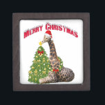 Christmas Giraffe Gift Box<br><div class="desc">Adorable Christmas Giraffe with his Santa Hat and decorated Christmas tree - he is placing the star on top of the tree</div>