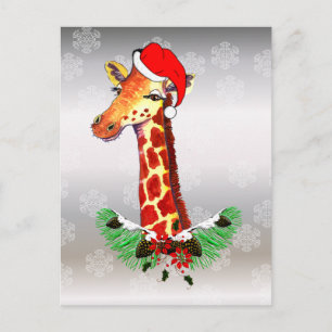 Christmas Giraffe Holiday Postcard