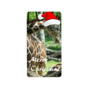 Christmas Giraffe Label