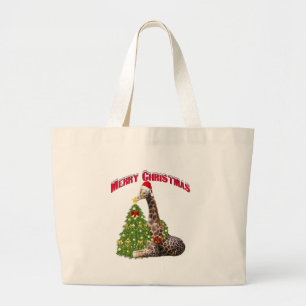 Christmas Giraffe Large Tote Bag