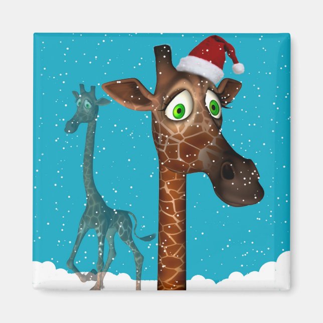 Christmas Giraffe Magnetite Magnet (Front)