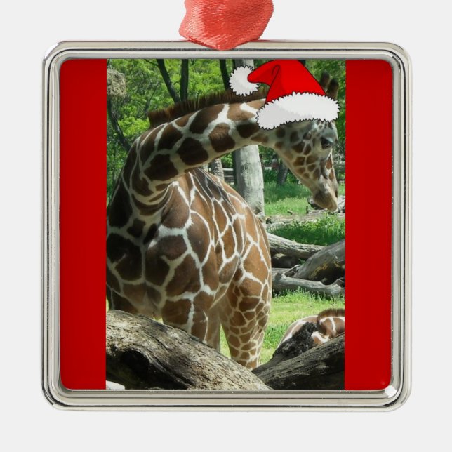 Christmas Giraffe Metal Tree Decoration (Front)