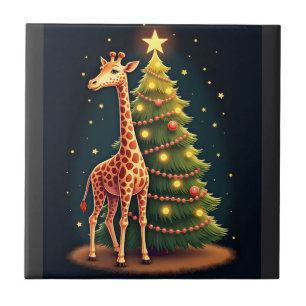 Christmas Giraffe Official Tree Topper Funny Tall Ceramic Tile