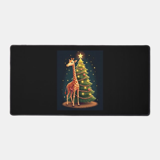 Christmas Giraffe Official Tree Topper Funny Tall  Desk Mat (Front)