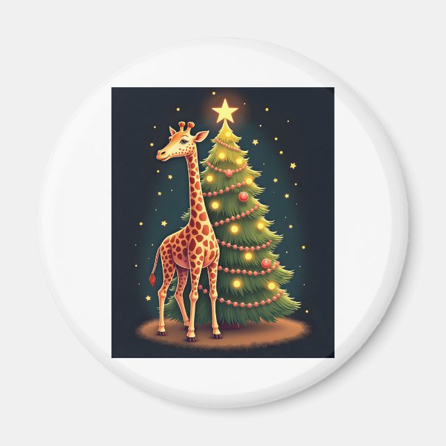 Christmas Giraffe Official Tree Topper Funny Tall  Magnet (Front)