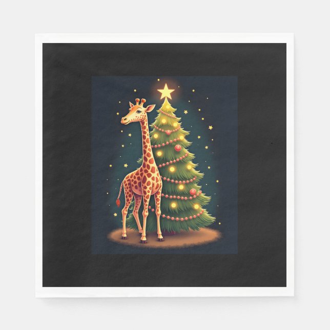 Christmas Giraffe Official Tree Topper Funny Tall  Napkin (Front)