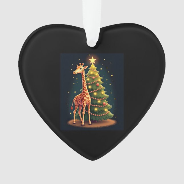 Christmas Giraffe Official Tree Topper Funny Tall  Ornament (Front)