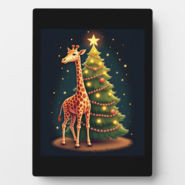 Christmas Giraffe Official Tree Topper Funny Tall  Plaque (Front)