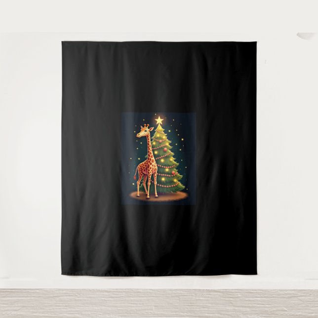 Christmas Giraffe Official Tree Topper Funny Tall  Tapestry (Front)