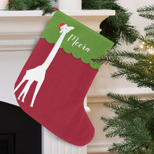 Christmas Giraffe Personalised Large Christmas Stocking