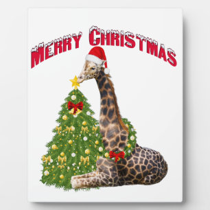 Christmas Giraffe Plaque