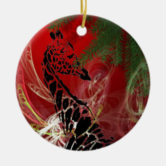 Christmas Giraffe ~ Round Ornament
