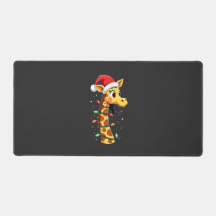 Christmas Giraffe Santa Hat Lights Giraffe Men Wom Desk Mat