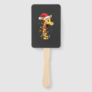 Christmas Giraffe Santa Hat Lights Giraffe Men Wom Hand Fan