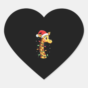 Christmas Giraffe Santa Hat Lights Giraffe Men Wom Heart Sticker
