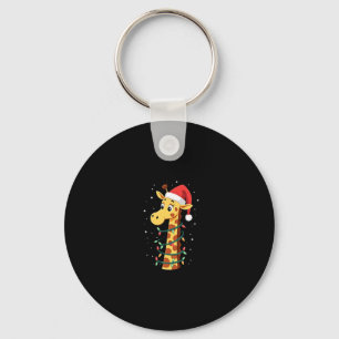 Christmas Giraffe Santa Hat Lights Giraffe Men Wom Key Ring