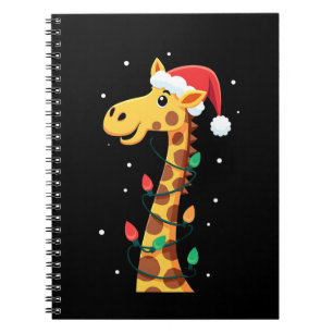Christmas Giraffe Santa Hat Lights Giraffe Men Wom Notebook