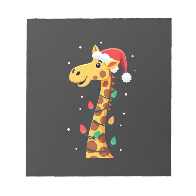 Christmas Giraffe Santa Hat Lights Giraffe Men Wom Notepad (Front)