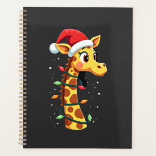 Christmas Giraffe Santa Hat Lights Giraffe Men Wom Planner