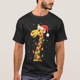 Christmas Giraffe Santa Hat Lights Giraffe Men Wom T-Shirt