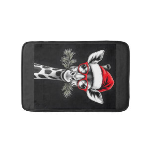 Christmas Giraffe Santa Hat Pajama Gift Family Mat