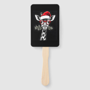 Christmas Giraffe Santa Hat Pajama Gift Family Mat Hand Fan