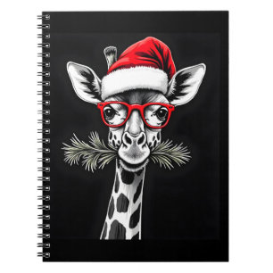Christmas Giraffe Santa Hat Pajama Gift Family Mat Notebook