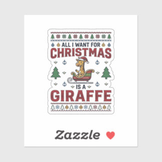 Christmas Giraffe Sleigh Funny Holiday T-Shirt Des