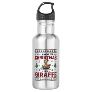 Christmas Giraffe Sleigh Funny Holiday T-Shirt Des 532 Ml Water Bottle