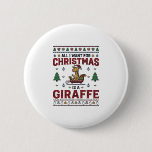 Christmas Giraffe Sleigh Funny Holiday T-Shirt Des 6 Cm Round Badge