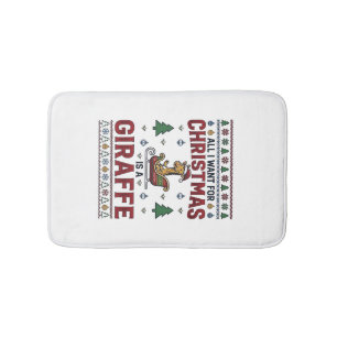 Christmas Giraffe Sleigh Funny Holiday T-Shirt Des Bath Mat
