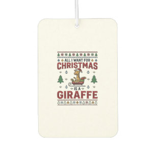 Christmas Giraffe Sleigh Funny Holiday T-Shirt Des Car Air Freshener
