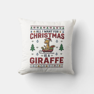Christmas Giraffe Sleigh Funny Holiday T-Shirt Des Cushion