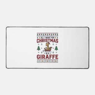 Christmas Giraffe Sleigh Funny Holiday T-Shirt Des Desk Mat