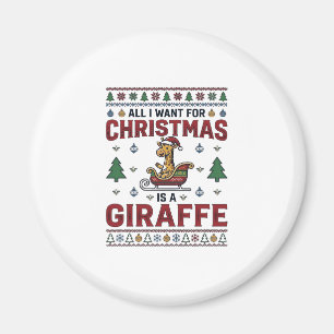 Christmas Giraffe Sleigh Funny Holiday T-Shirt Des Magnet