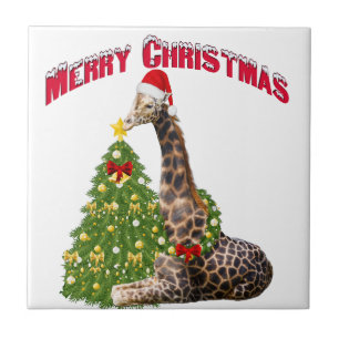 Christmas Giraffe Tile