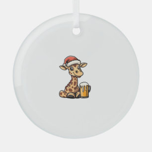 Christmas Giraffe With Beer _ Xmas Funny Party Glass Tree Decoration