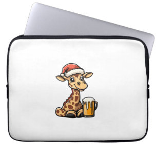 Christmas Giraffe With Beer _ Xmas Funny Party   Laptop Sleeve