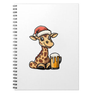 Christmas Giraffe With Beer _ Xmas Funny Party   Notebook