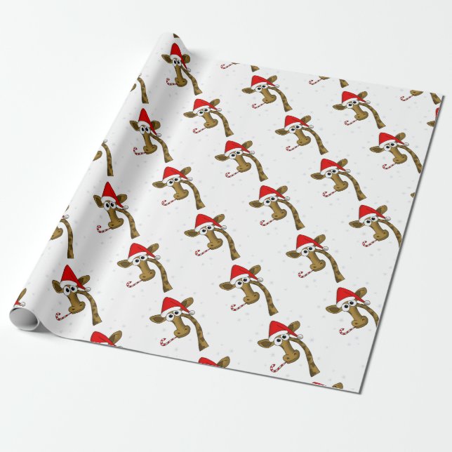Christmas giraffe wrapping paper (Unrolled)