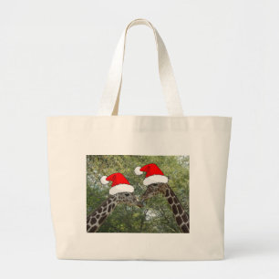 Christmas Giraffes Large Tote Bag