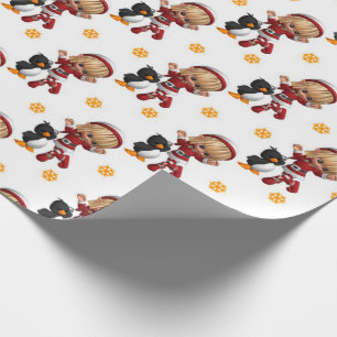 Christmas Girl and Bird Wrapping Paper