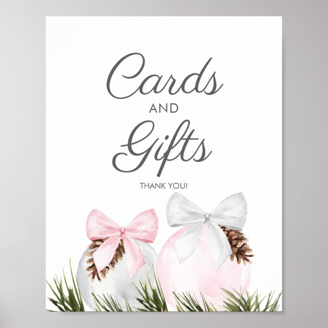 Christmas Girl Baby Shower Cards and Gifts Poster (Front)