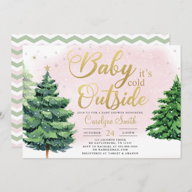 Christmas Girl Baby Shower Invitation (Front/Back)