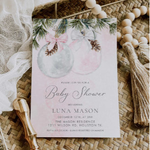 Christmas Girl Baby Shower Invitation