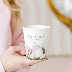 Christmas Girl Baby Shower Personalised  Paper Cups