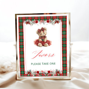 Christmas Girl Bear Baby Shower Favours Poster