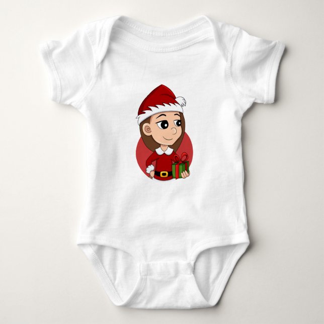 Christmas girl cartoon baby bodysuit (Front)